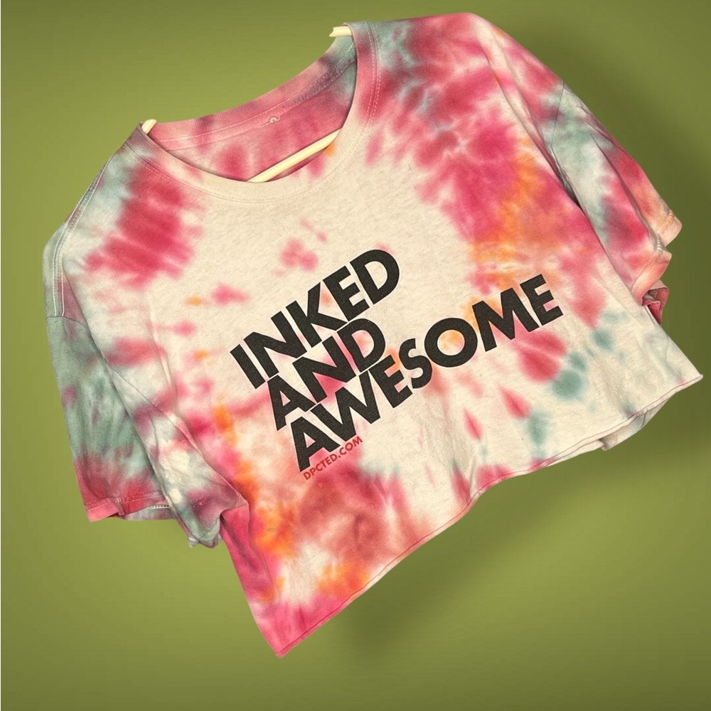 Tie-Dye 'Inked and Awesome' Crop Top